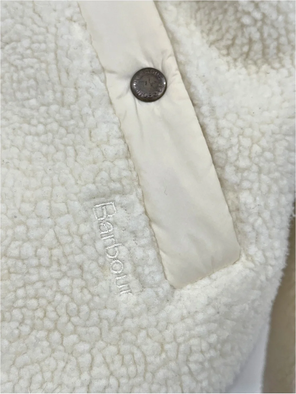 Barbour Aspen Sherpa Fleece Quilted Jacket Winter Pearl Cream Women’s 14